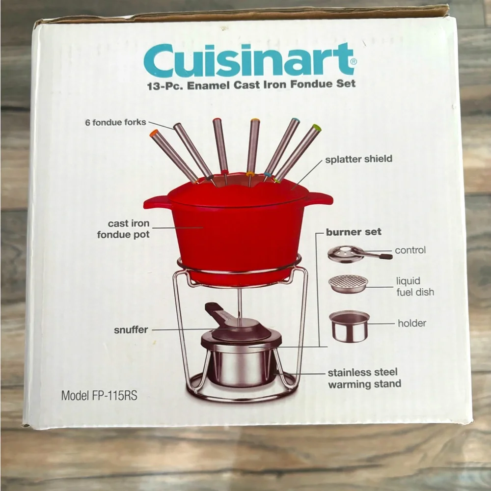 BRAND NEW-Cuisinart 1.5gt Cast Iron Fondue Maker- Red color - Picture 4 of 5